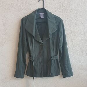 "Make Offer" Laura Scott Green Blazer with Relaxed Fit and Open Collar